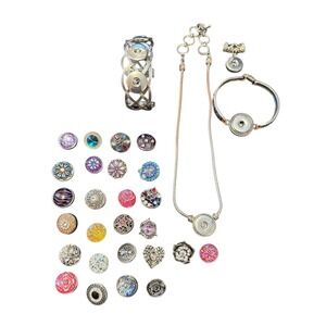 Ginger Snaps Jewelry Lot Women OS Silver Interchangeable Snap Necklace Bracelets